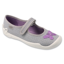 Befado Girls' slippers 114Y556 with a butterfly grey Befado Girls' slippers 114Y556 with a butterfly grey