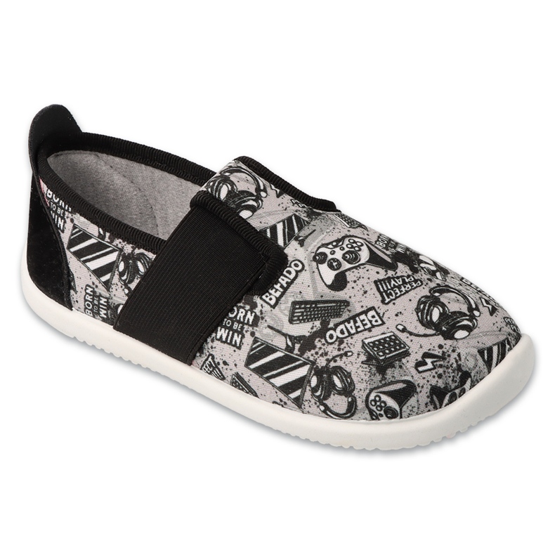 Befado boys slippers 901y024 Various motifs leather insert grey