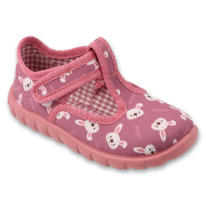 Befado children's slippers 627p005 pink teddy bear