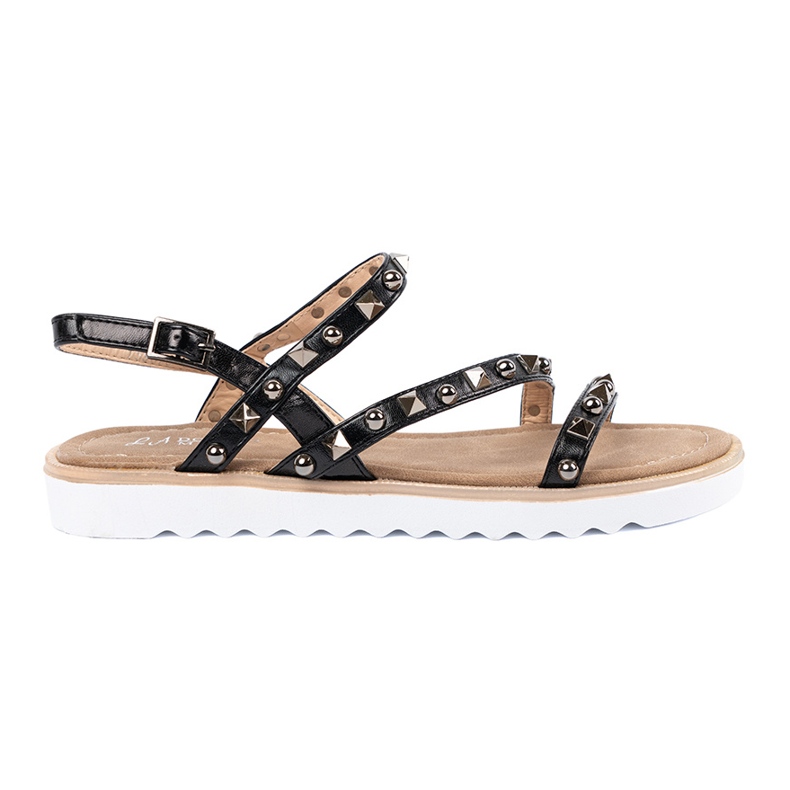 Black women's sandals with studs