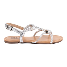 Silver women's flip -flops