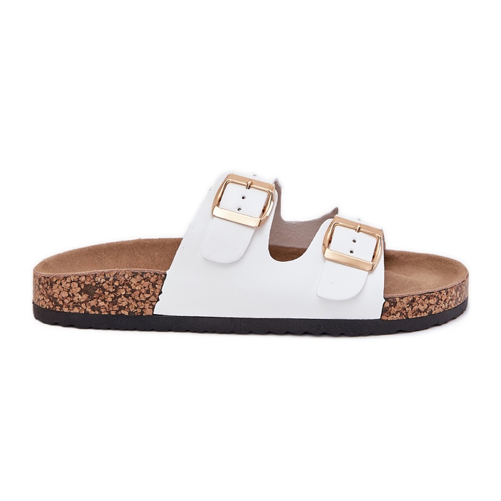 EVento Women's flip flops with eco buckles white leather EVento Women's flip flops with eco buckles white leather