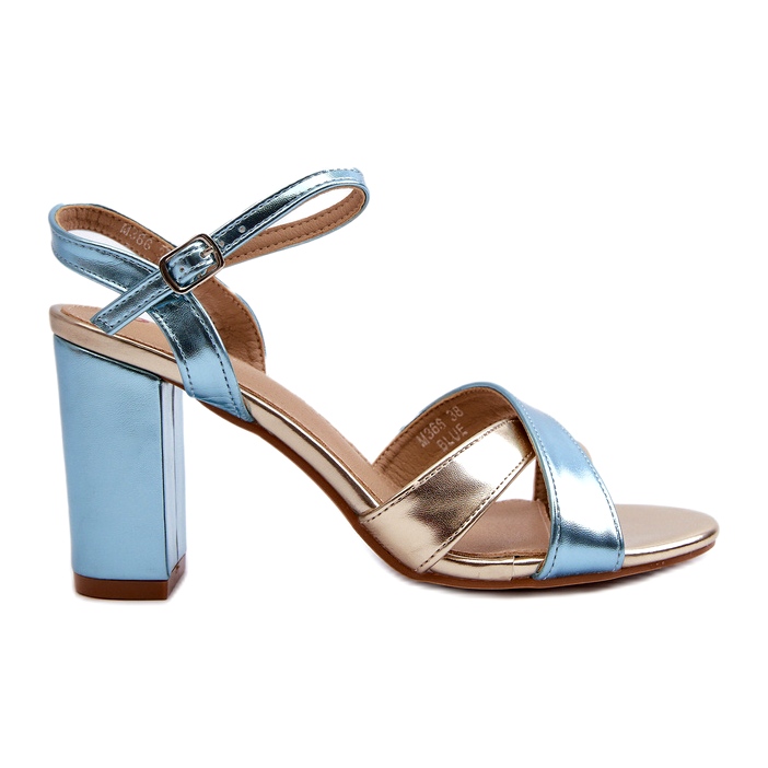 Seastar Eco Leather Sandals With Block Heels Blue-Gold Abilica