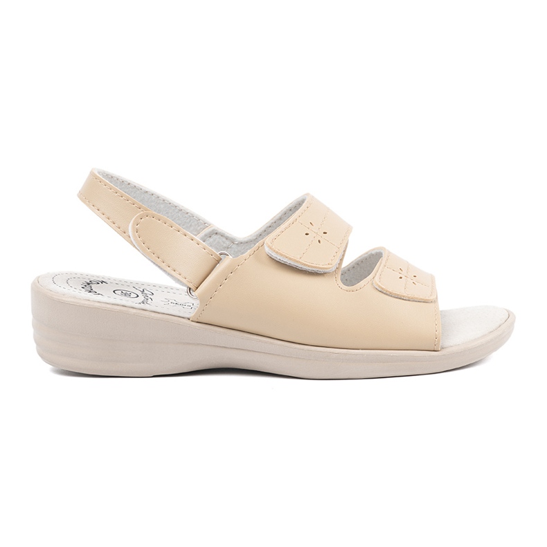 Shelvt Women's beige sandals with a leather insert