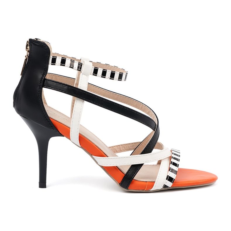 Shelvt Sandals on a high and white straps multicolored