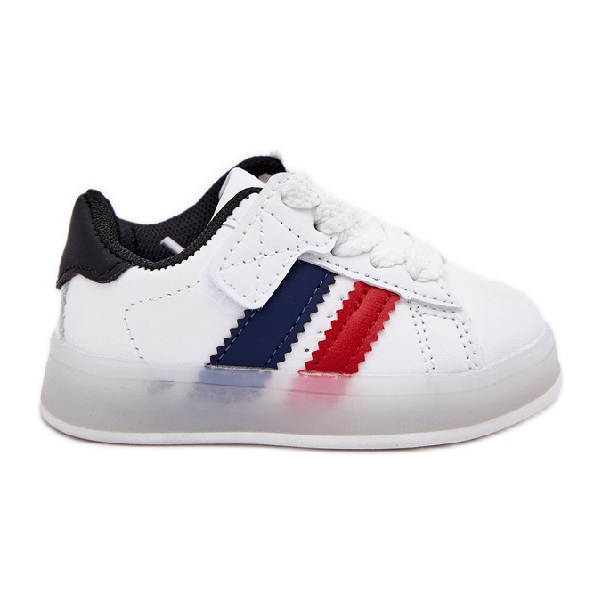 Children's sneakers sports shoes with a glowing white and white sole