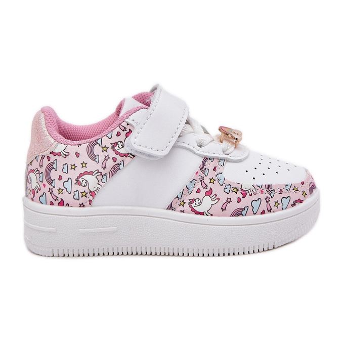 Children's sneakers sports shoes pink unicorns white