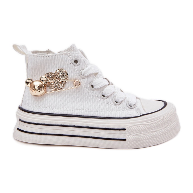 High children's sneakers with a golden decoration white High children's sneakers with a golden decoration white