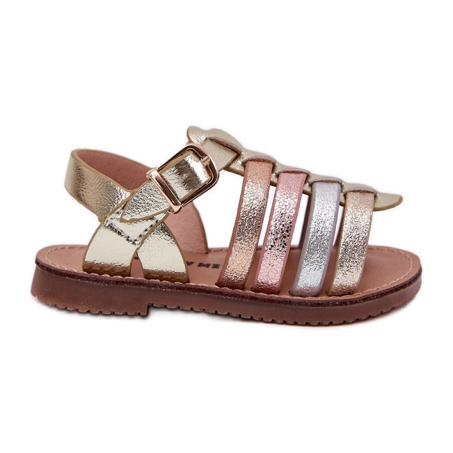 Girls' children's sandals with eco leather golden Girls' children's sandals with eco leather golden