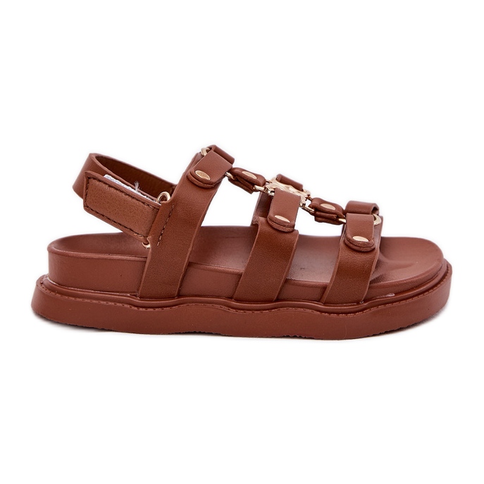 Girls' Sandals with golden detail brown