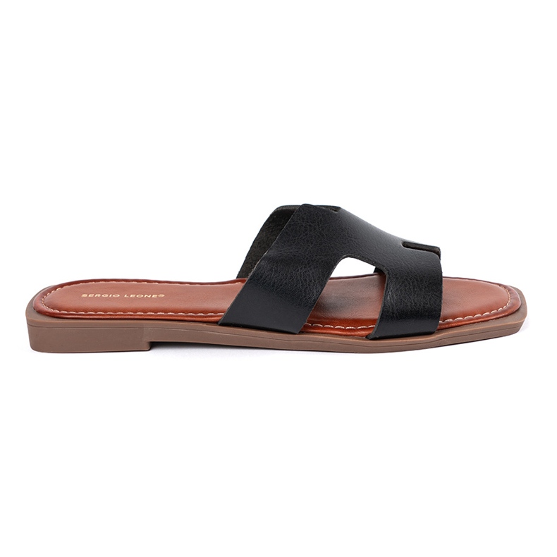 Sergio Leone Black flip flops with a square toe