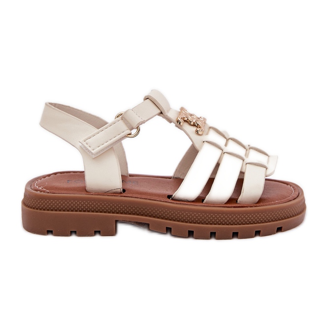 Girls' sandals with decorative detail beige Girls' sandals with decorative detail beige