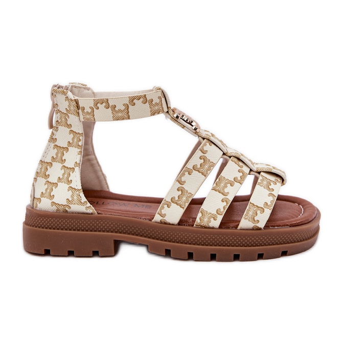 Girls' Gladiator sandals with golden detail beige