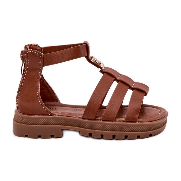 Girls' Gladiator sandals with golden detail brown Girls' Gladiator sandals with golden detail brown
