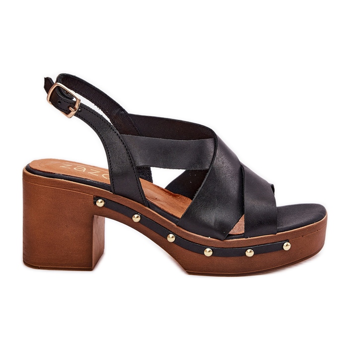 Leather sandals on the Zazoo 1081 black post