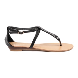 Flat black -style black sandals