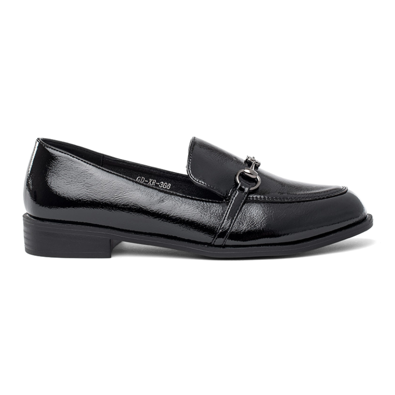 Goodin Black varnished women's loafers with an ornament Goodin Black varnished women's loafers with an ornament