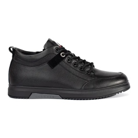 Black men's insulated tied shoes