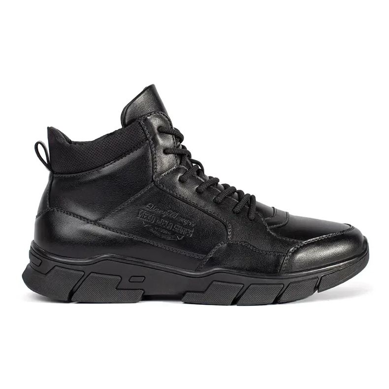 High insulated male boots made of ecological leather black High insulated male boots made of ecological leather black