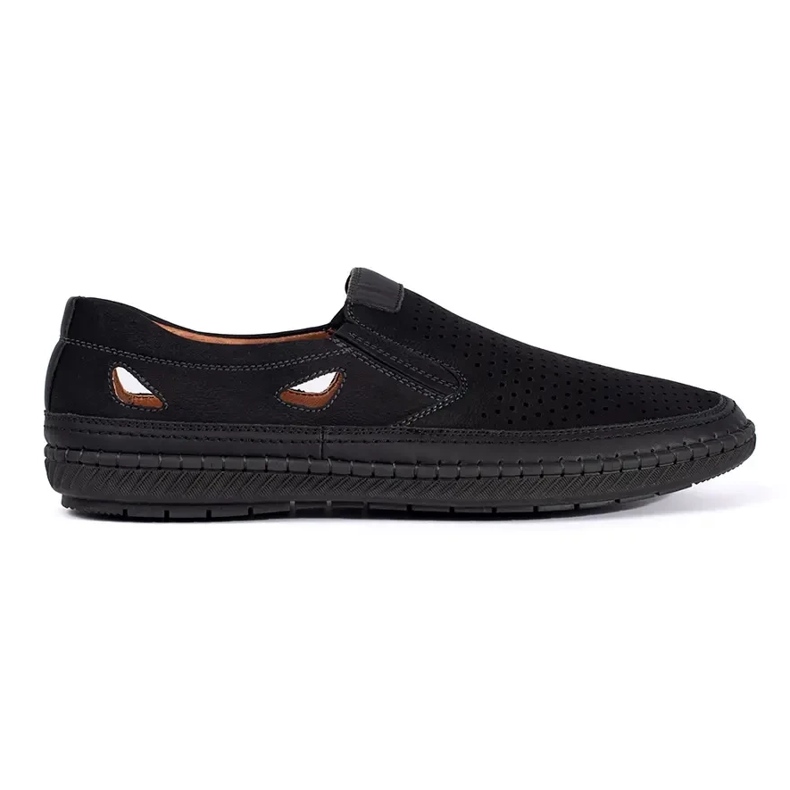 Black openwork men's shoes
