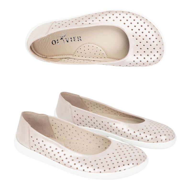 Olivier Barefoot women's minimalist pumps slip -in 1771pol pink satin perforation Olivier Barefoot women's minimalist pumps slip -in 1771pol pink satin perforation