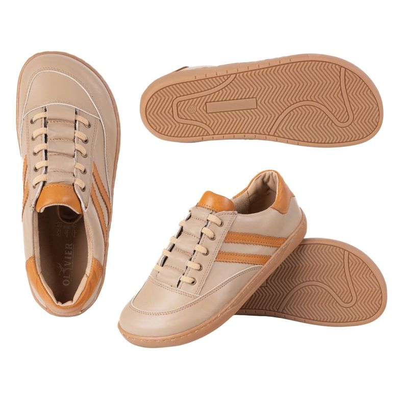 Sneakers Barefoot Women's Kaia Olivier - Anatomical leather shoes cappuccino beige