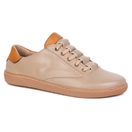 Women's barefoot sneakers Maja Olivier - cappuccino anatomical leather shoes beige