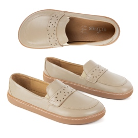 Olivier Women's Barefoot Inga loafers with a wide front Polish dark beige Olivier Women's Barefoot Inga loafers with a wide front Polish dark beige