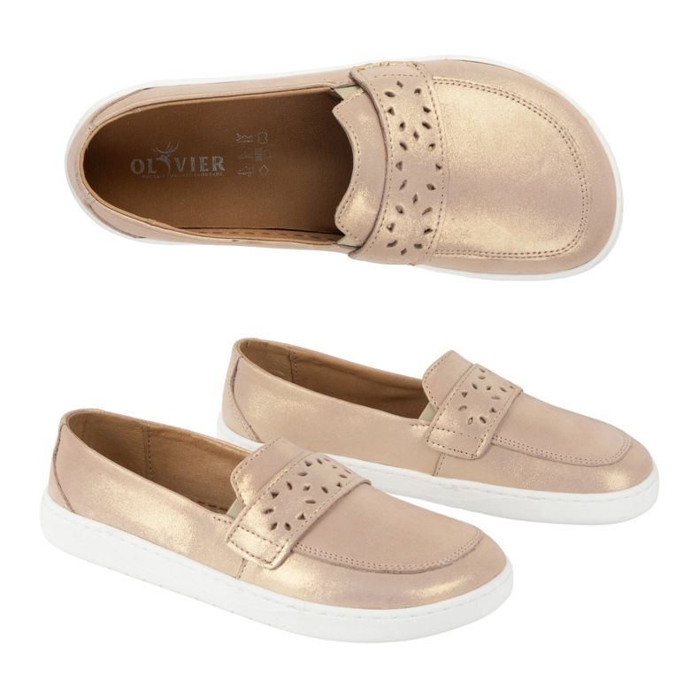 Olivier Women's Barefoot Inga loafers with a wide front Polish pink