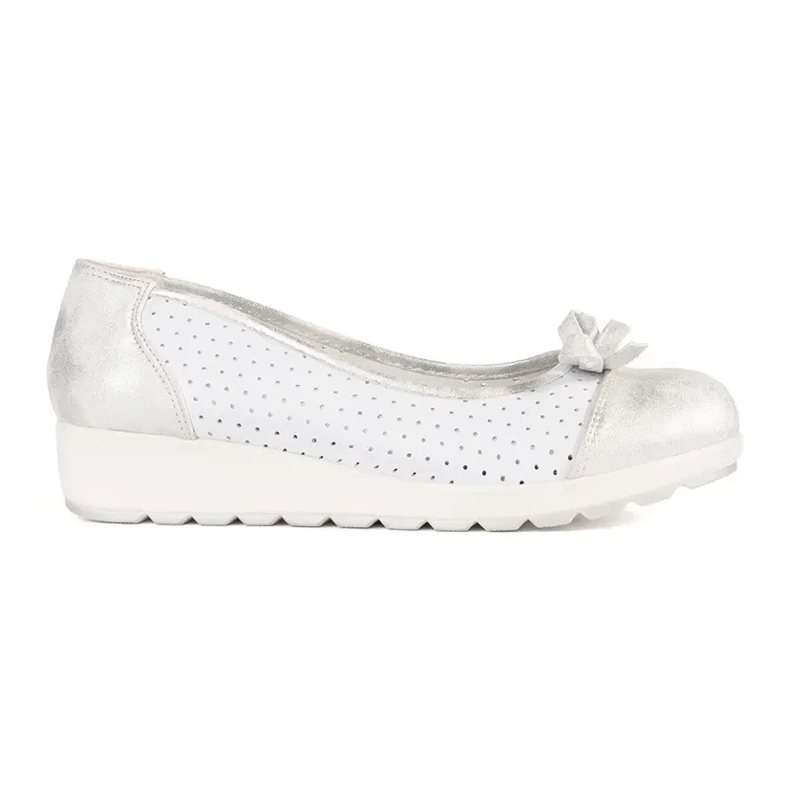 Goodin White and silver women's wedges