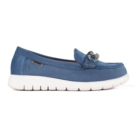 Goodin Suede blue loafers with a chain