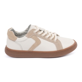 White and beige women's leather sneakers Sergio Leone