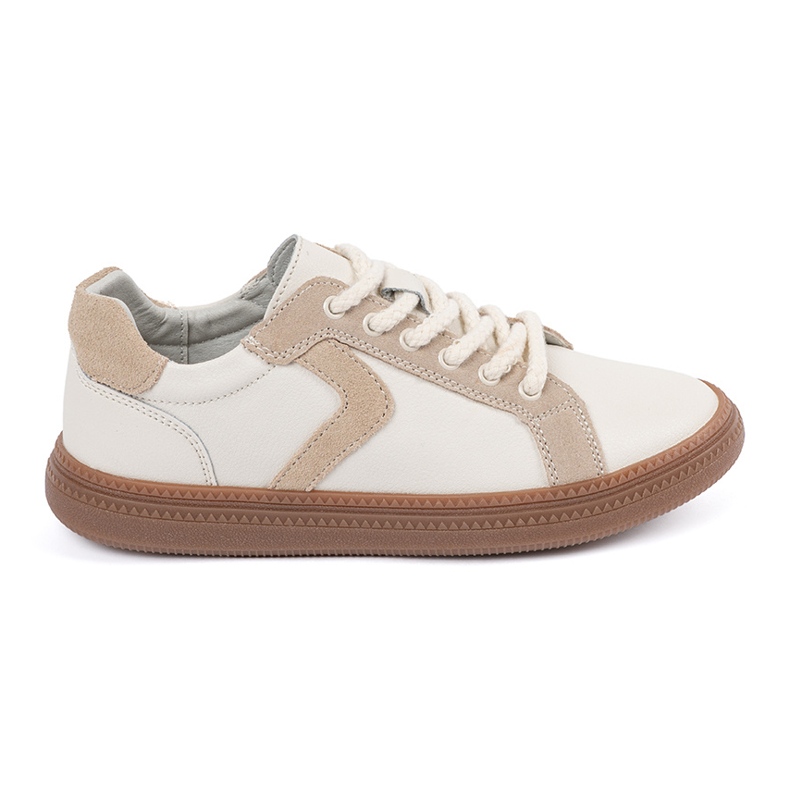 White and beige women's leather sneakers Sergio Leone