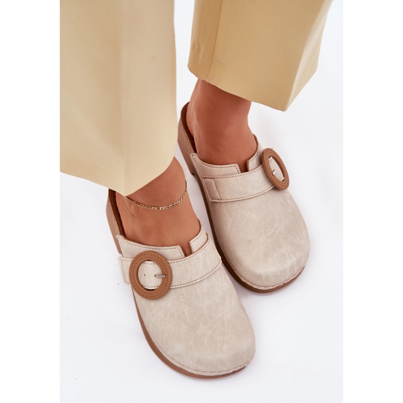 Slippers women's clogs with inblu TF000001 beige buckle Slippers women's clogs with inblu TF000001 beige buckle