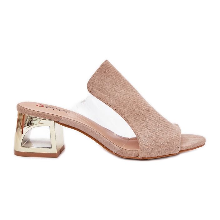 Women's slippers on a golden post beige