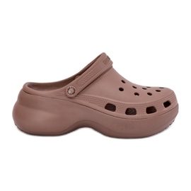 Women's foam flip flops on the massive sole Big Star RR274A121 dark beige