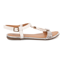 White and silver sandals with golden decorations multicolored White and silver sandals with golden decorations multicolored