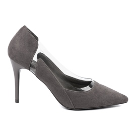 Goodin Gray suede pumps with transparent inserts grey