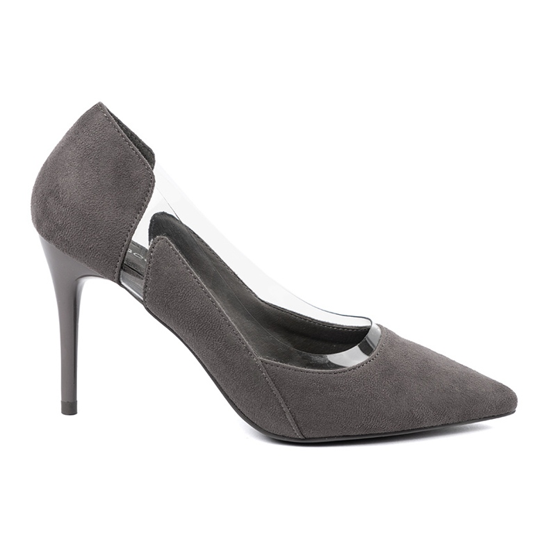 Goodin Gray suede pumps with transparent inserts grey