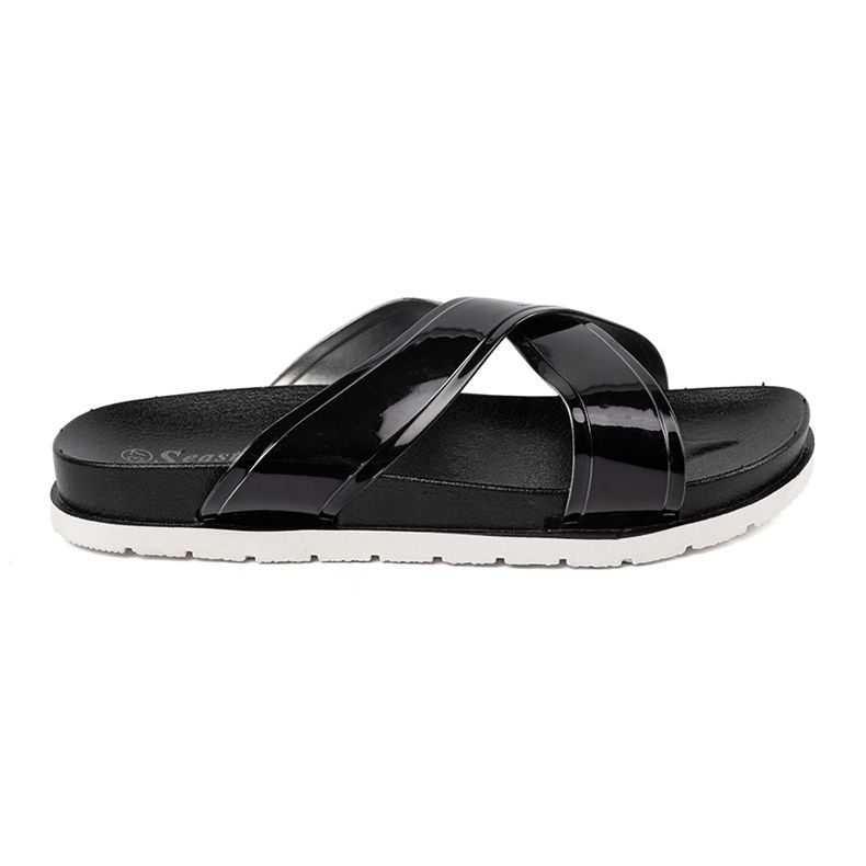 Seastar Black women's slippers with varnished stripes