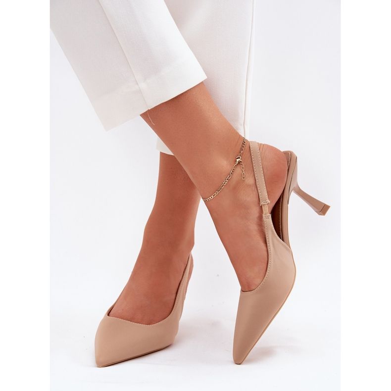 Women's sandals on the high heel beige