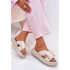 Women's leather flip flops on the platform with chebello 4647 beige Women's leather flip flops on the platform with chebello 4647 beige