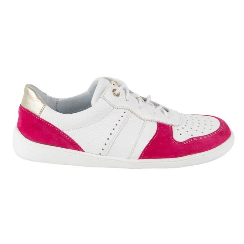 Barefoot leather shoes Olivier 1773pol - lightweight minimalist white sneakers with fuchsia Barefoot leather shoes Olivier 1773pol - lightweight minimalist white sneakers with fuchsia