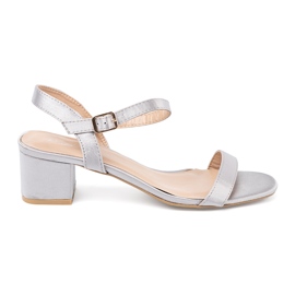Silver low -heeled sandals grey