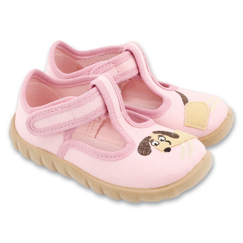 Befado children's slippers 627p012 dog application pink Befado children's slippers 627p012 dog application pink