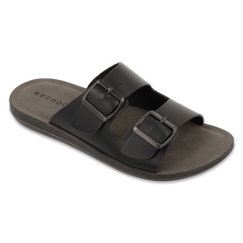 Befado men's leather flip flops 158m025 black
