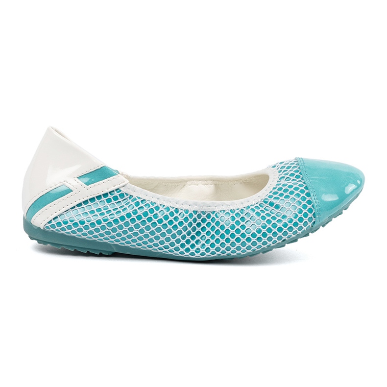 Blue ballerinas with a white strainer