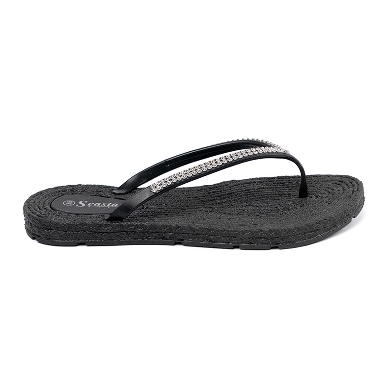 Seastar Black flip -flops with zircons