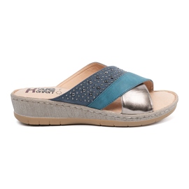 Shelvt Blue wedges with silver studs Shelvt Blue wedges with silver studs