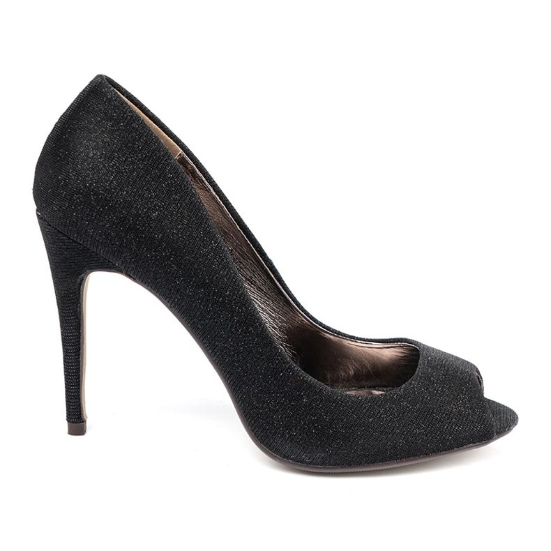 Seastar Black glitter pumps with bare fingers